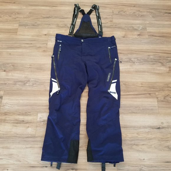 Spyder Mens XXL 2X Snowboard Ski Snow Pants Bibs Blue Black Snowsuit Overalls